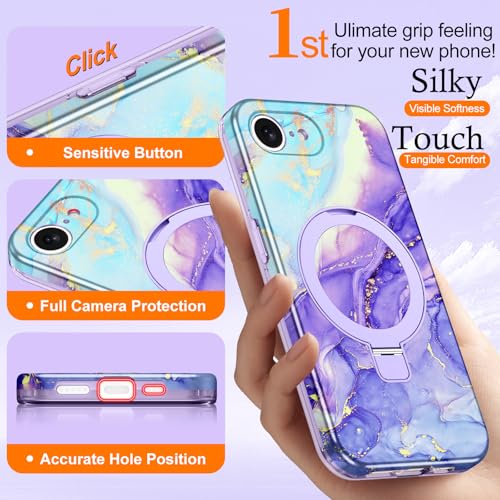 Casehas for iPhone 17e Case 2026, [Magnetic Invisible Stand] [Compatible with MagSafe] [Military Grade Drop Protection] Slim Translucent Matte Back Shockproof Protective Cover, Violet - image 5
