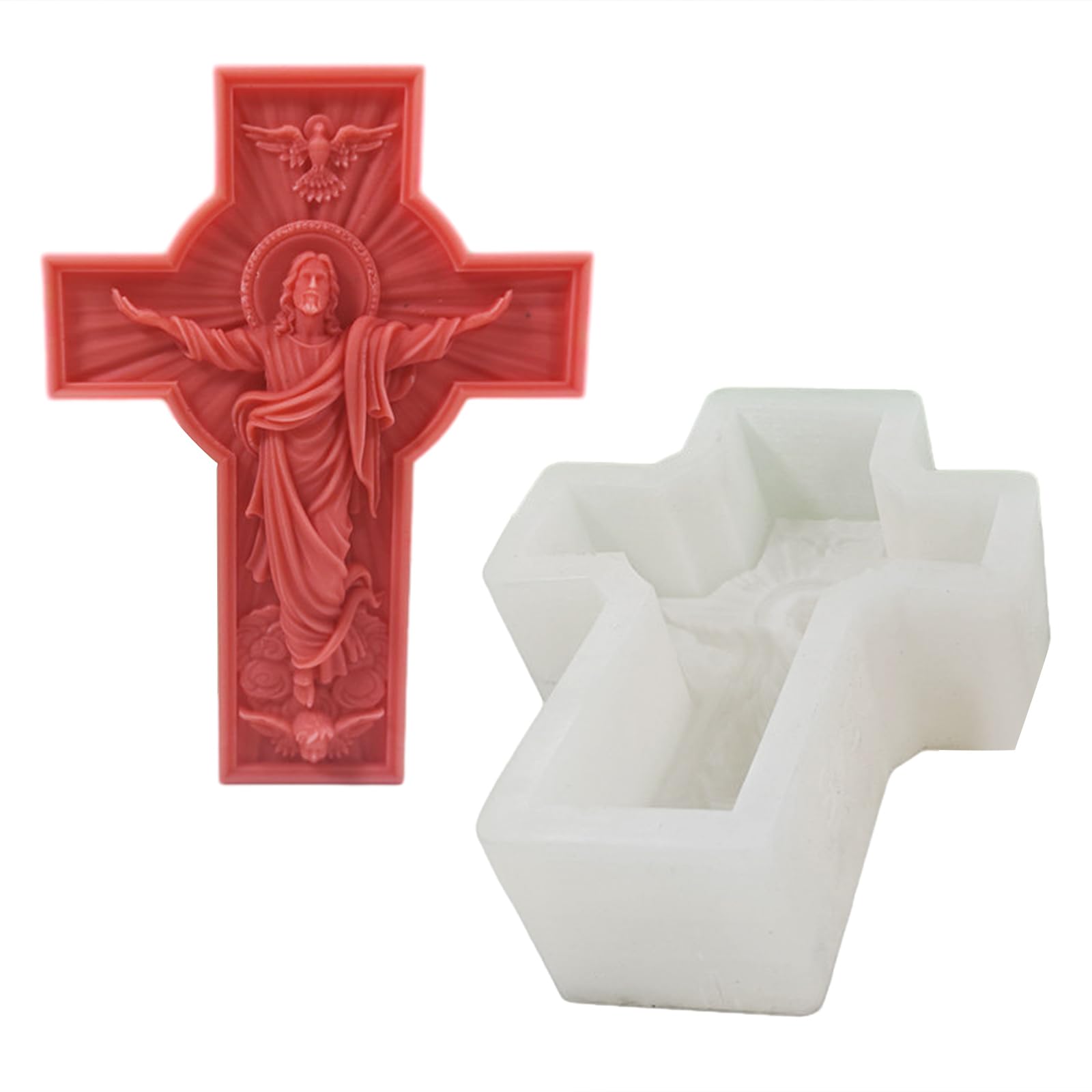 Yhplxyuus Cross Statue Mold for Gypsum Ornaments Home Decor, Epoxy Resin Casting Silicone Mold Perfect for Resin Casting