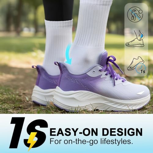 Image of Women's Slip On Walking Shoes Wide Cushion Running Tennis Shoes with Arch Support Insole, Non Slip Sole for Nursing Workout Gym Athletic Fashion Sneakers 6-12