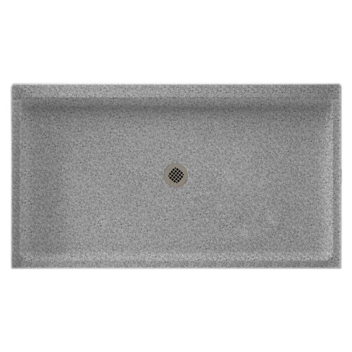 Swanstone SS-3260-042 Solid Surface Center Drain Shower Base, 60-in L X 32-in H X 5.5-in H, Gray Granite