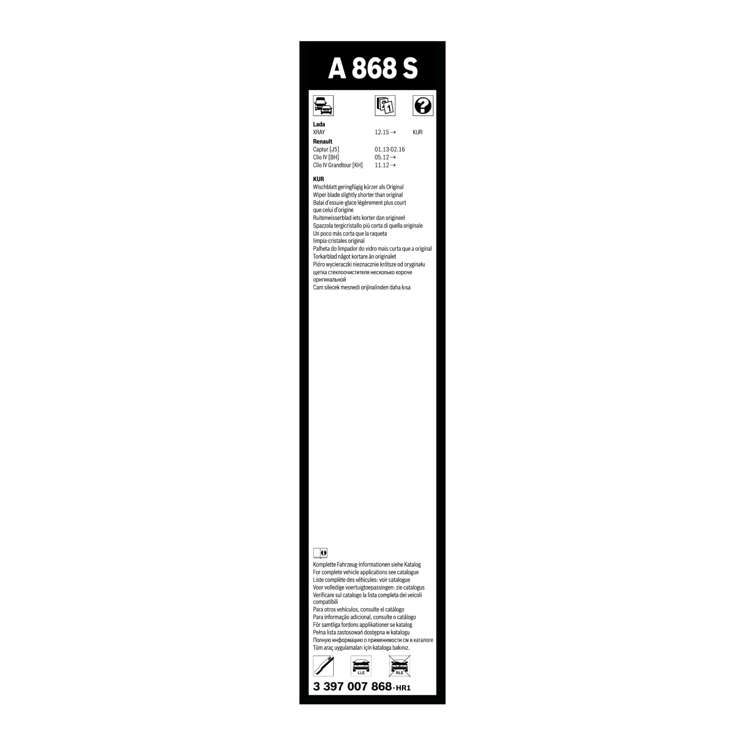 Tergicristalli Bosch Aerotwin A868S, lunghezza: 650 mm/340 mm — set per parabrezza anteriore