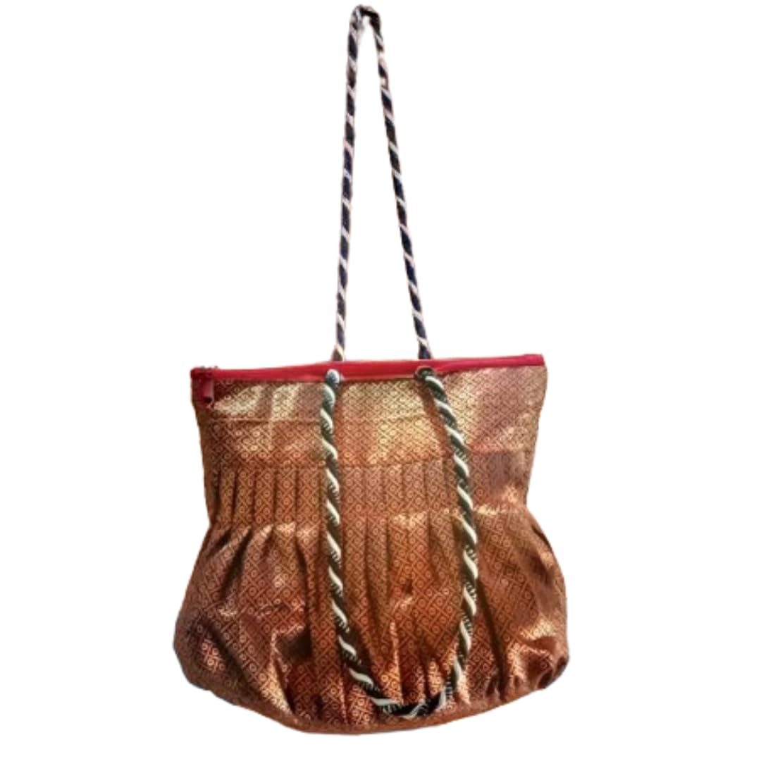 Rhaa Craft Tote Bag | Medium Capacity | Banarasi Silk Pattern | Tote Handbags Purses | Shoulder Bag For Women