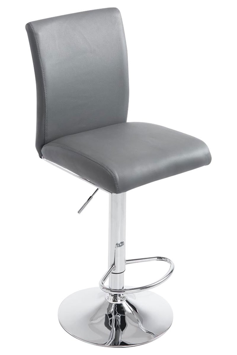 Köln Stool Upholstered in Imitation Leather I Height Adjustable High Stool & Swivel I Bar Chair with Backrest & Footrest I Color:, Color:Grey