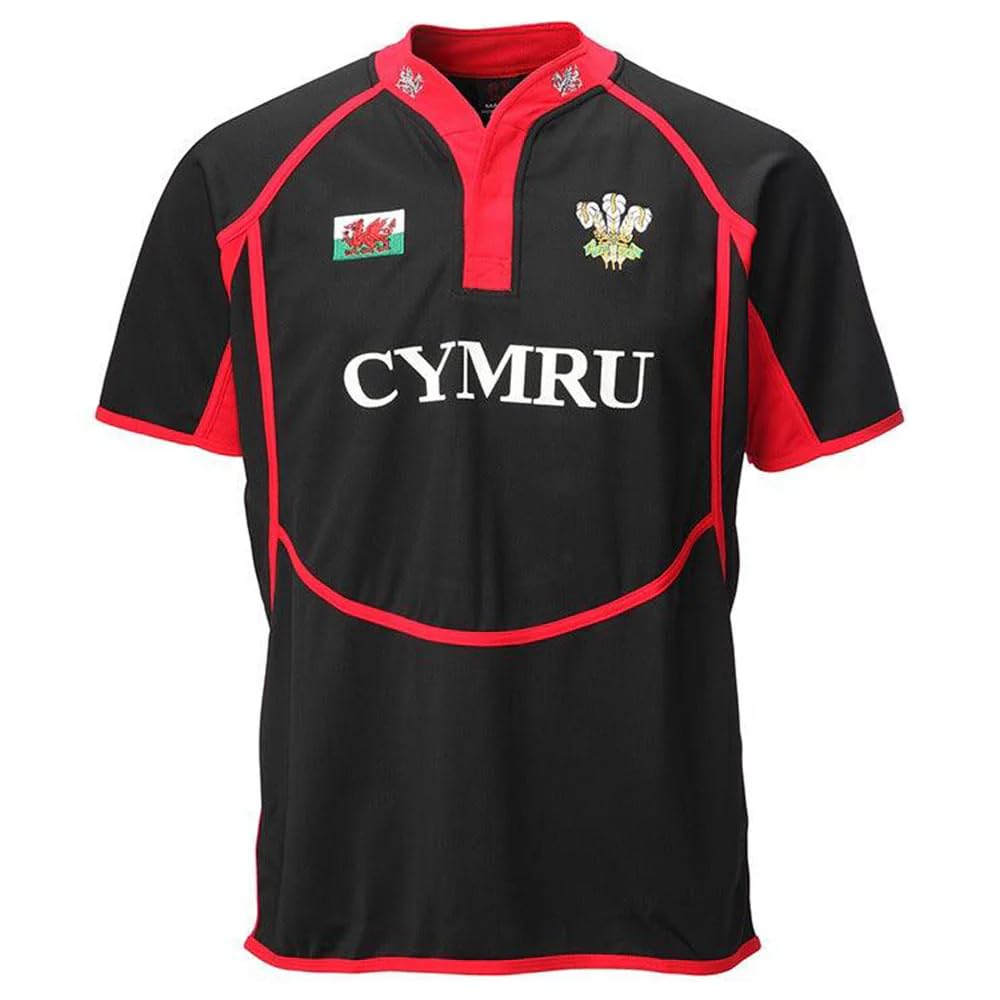Manav Kids New Cooldry Welsh Wales Rugby Shirt - Premium Quality Cotton Top with Built-in Durability, Stylish Design, and Cooldry Breathable Fabric Black