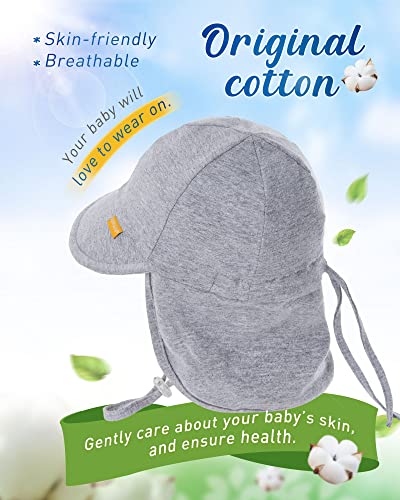 FURTALK Cotton Baby Toddler Sun Hat UPF 50+ UV Protection Kids Unisex Girls & Boys Summer Cap with Adjustable Chin Strap Neck Flap - Image 3