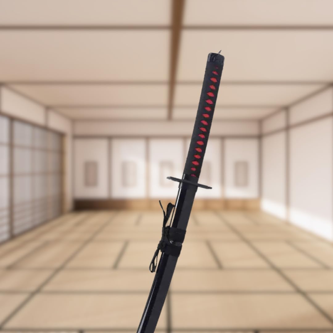 Katana Bleach - Vera Manga Sciabola + Porta Spada di Legno + Cintura - Catana Giapponese Decorazione Cosplay Giocattolo Bambini Adulti Gioco Costumi
