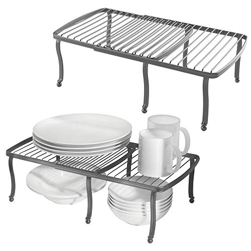 mDesign Adjustable, Expandable Wire Metal Kitchen Cabinet, Pantry, Countertop Organizer Storage Shelf