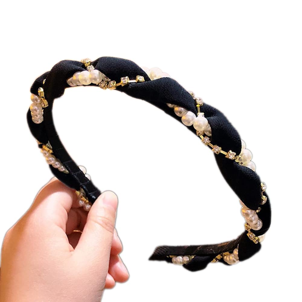 Headband, pearl braided headband, shiny diamond headband, rhinestone wrap headband - Image 2