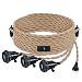 Triple Pendant Light Cord Kit with Independent Switch Hemp Rope Vintage Hanging Lighting Cord Fixture Compatible with E26 for Industrial DIY Projects Decoration