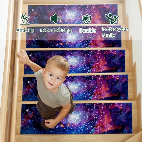 Alfombras para escaleras de madera Starry Sky de 8x30 pulgadas 4