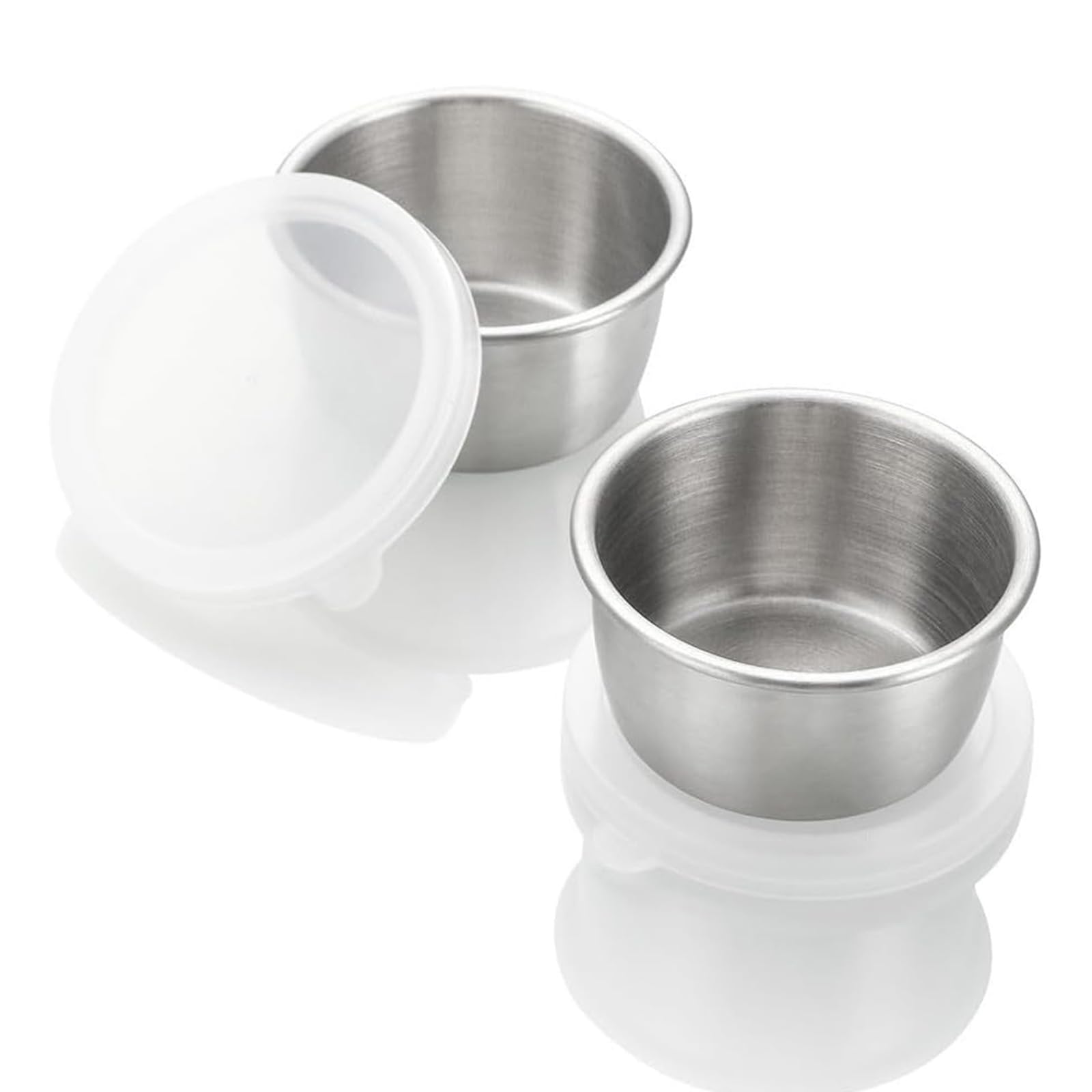 Set mit 6 Edelstahl-Saucenbechern, 40 ml, Edelstahl-Schüssel-Set mit Deckel, stapelbare Aufbewahrungsschüssel-Set für Snacks, Soßentöpfe, Gewürzschalen, Dipschalen