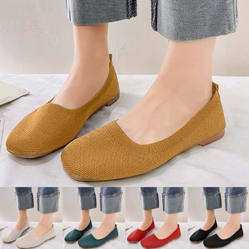 Women's Mesh Flats Shoes Slip On Pointed-Toe Ballet Low Top Dress Shoes Spring Autumn Women Casual Flat Bottom Square Toe Fly Woven Breathable Comfortable Solid Color Non-Slip Flats4