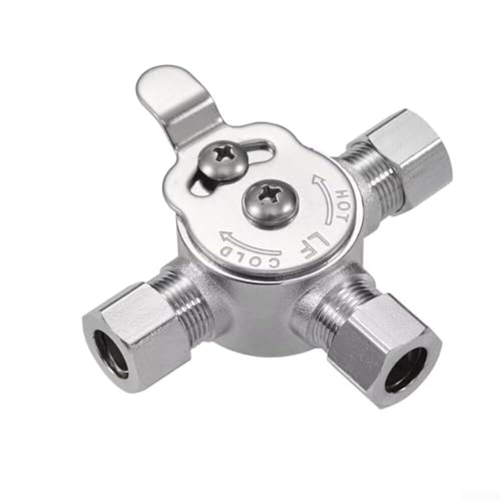 Valvola di miscelazione termostatica in ottone sotto il ponte con 3/8 porte di compressione e regolazione manuale per acqua calda e fredda (2 pezzi)