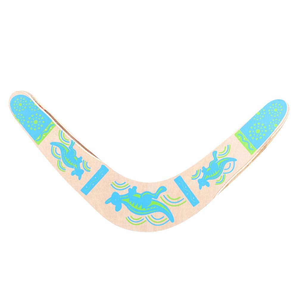 Wakects Boomerang in Legno a Forma di V, Disco Volante per Bambini, Gioco Sport all'Aria Aperta, Blu