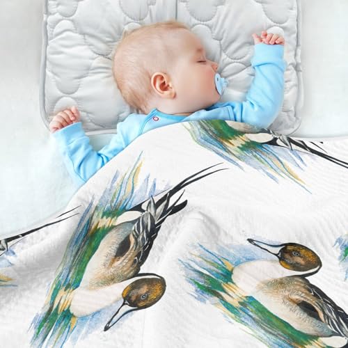 Image of Baby Swaddle Blanket for Boys Girls Soft Warm Stroller Throw Blanket for Newborn Infant Toddler 30X40in Colorful Pattern Wild Ducks