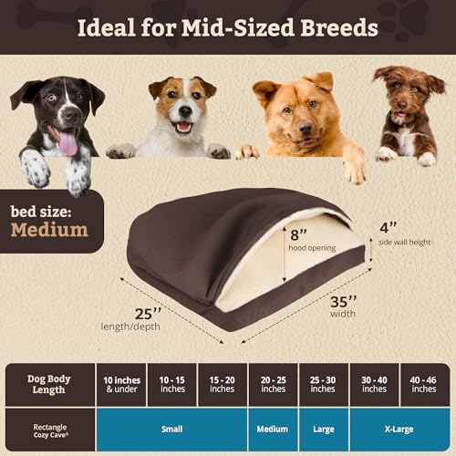 Image of Snoozer Rectangle Cozy Cave Dog Bed, Hooded Dog Bed, Hot Fudge (M)