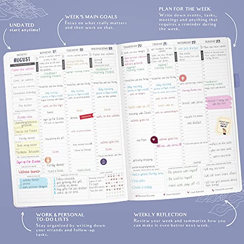 Image of Legend Planner PRO Hourly Schedule Edition - Deluxe Weekly & Daily Organizer with Time Slots. Time Management Appointment Book Journal for Work & Personal Life, Undated, A4 Size Hardcover - Periwinkle Gold Foil