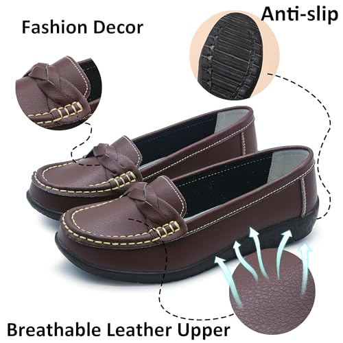 Image of Women Loafers Flexible Breathable Slip-On Comfortable Sole Low Wedge Loafers for Women Ladies Shoes for Walking