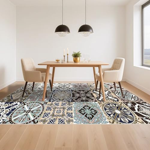 Tapis de couloir bleu vintage anti dérapant maison 70x140 pour salon accueillant