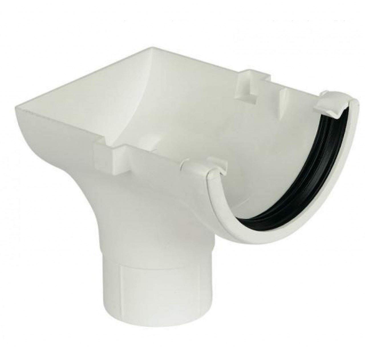 FLOPLAST 112mm Half Round Gutter Stop End Outlet - White - Pack of 2