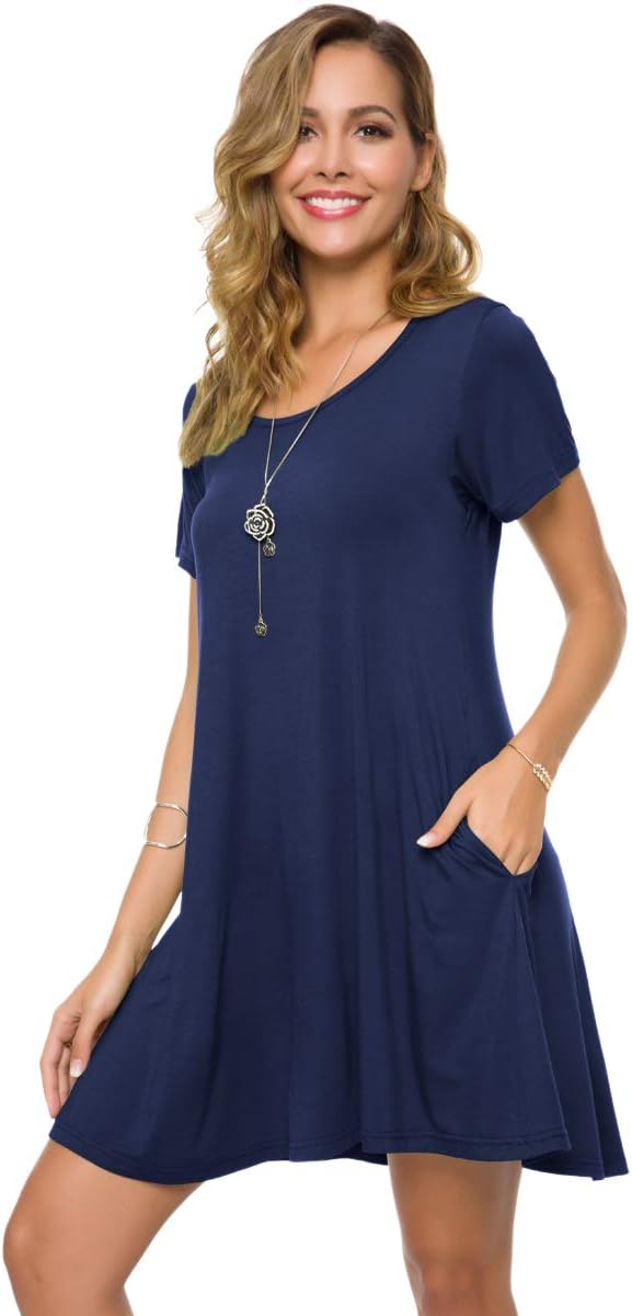 ZENNILO Plus Size Casual T Shirt Dresses for Women Flowy Swing Tunic Dress Pockets - Image 4