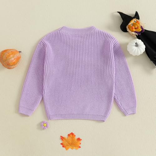 Toddler Girl Ghost Halloween Sweater Embroidery Oversized Long Sleeve Crewneck Pullover Sweaters Baby Spooky Outfit3