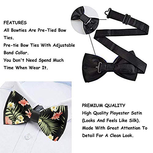 Mens Luxury Fashion Bow Ties Handmade Pre-Tied Formal Tuxedo Bowtie Adjustable Length Hawaii Hawaiian Tropical Flowers And Jungle Palms Bowties Neckties For Business Wedding Party #TOP3