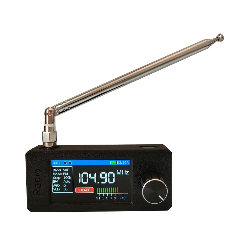 Upgraded Si4732 Mini Radio with Color Screen, Portable AM FM Pocket Radio Receiver, LSB USB Transistor Radios, Telescopic&Loop Antenna, Headphones with Headphone Amplifier, for Walking | Camping etc.