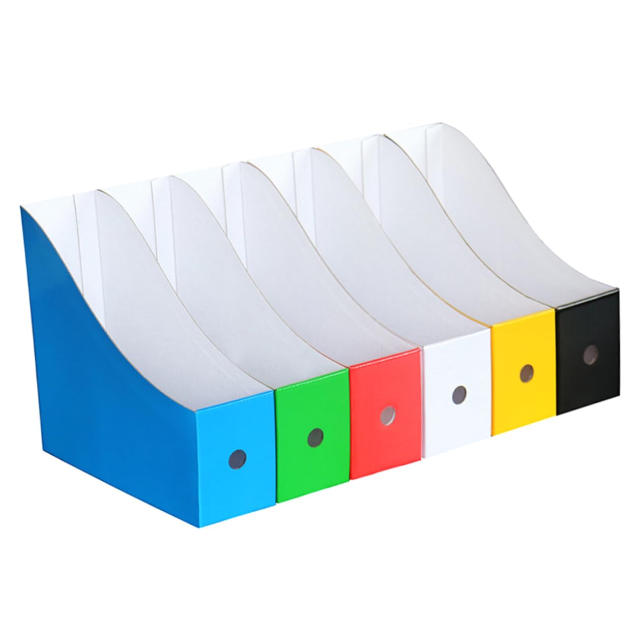 HOMSFOU 6 pièces Boîte de Rangement de Documents Papier Colorée Organiseur de Bureau pour Fichiers Magazines et Support de Stockage Pratique pour Maison et École