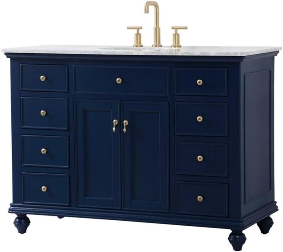 Elegant Decor Otto 48" Contemporary Solid Wood Single Bathroom Vanity in Blue