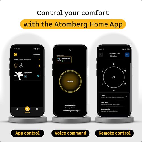 Image of atomberg Emperion Linea Smart 1250mm BLDC Ceiling Fan with IoT & Remote | | BEE 5 star | Advance Air+ Technology | Super Silent Fan | 12W Underlight | 5 Year Warranty | Pearl White