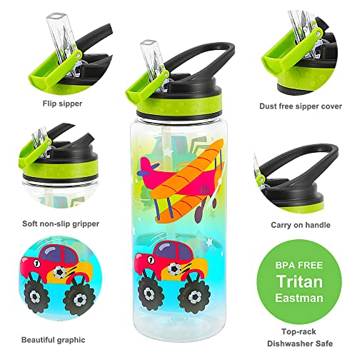 Bouteille d'eau garçons écolier en Tritan 680ml avec paille - 4