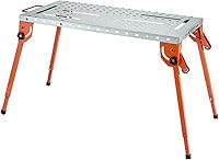 VEVOR Foldable Welding Table 44x21 Inch, 500 lbs Capacity Adjustable Height Workbench, Carbon Steel with Fixture Holes & Tool Slots