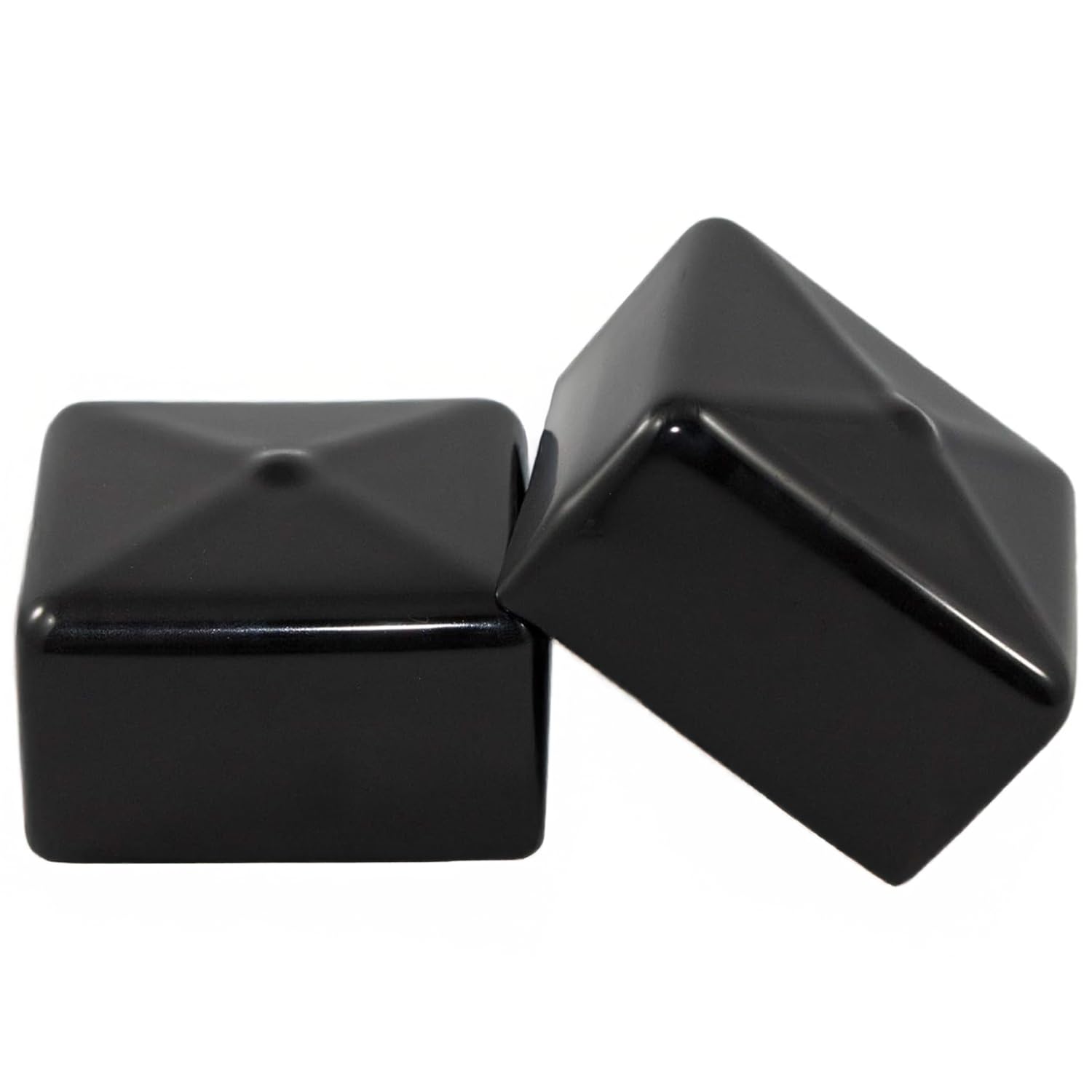 Prescott Plastics 2-Inch (50.8mm) Square Rubber Hole Plugs, Flexible Black Vinyl End Caps for Metal Tubing and Fences, Rubber Caps for Glide Protection from Chairs and Furniture, Made in USA - 4 Pack