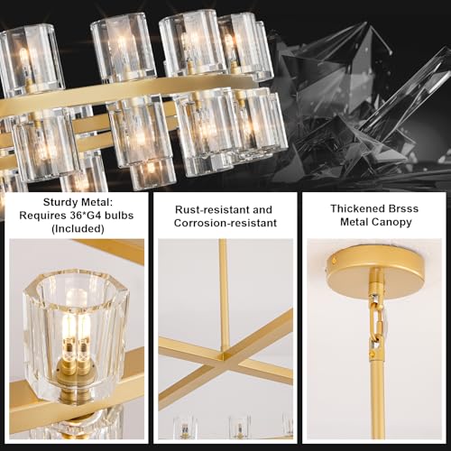Modern-36-Gold-Round-Chandelier-Light-Fixture-K9-Crystal-Chandeliers-for-Dining-Room-Living-Room-Chandelier-Dining-Room-Chandelier-Over-Table-Chandelier-for-Bedroom-Foyer-Includes-36XG4-Bulbs