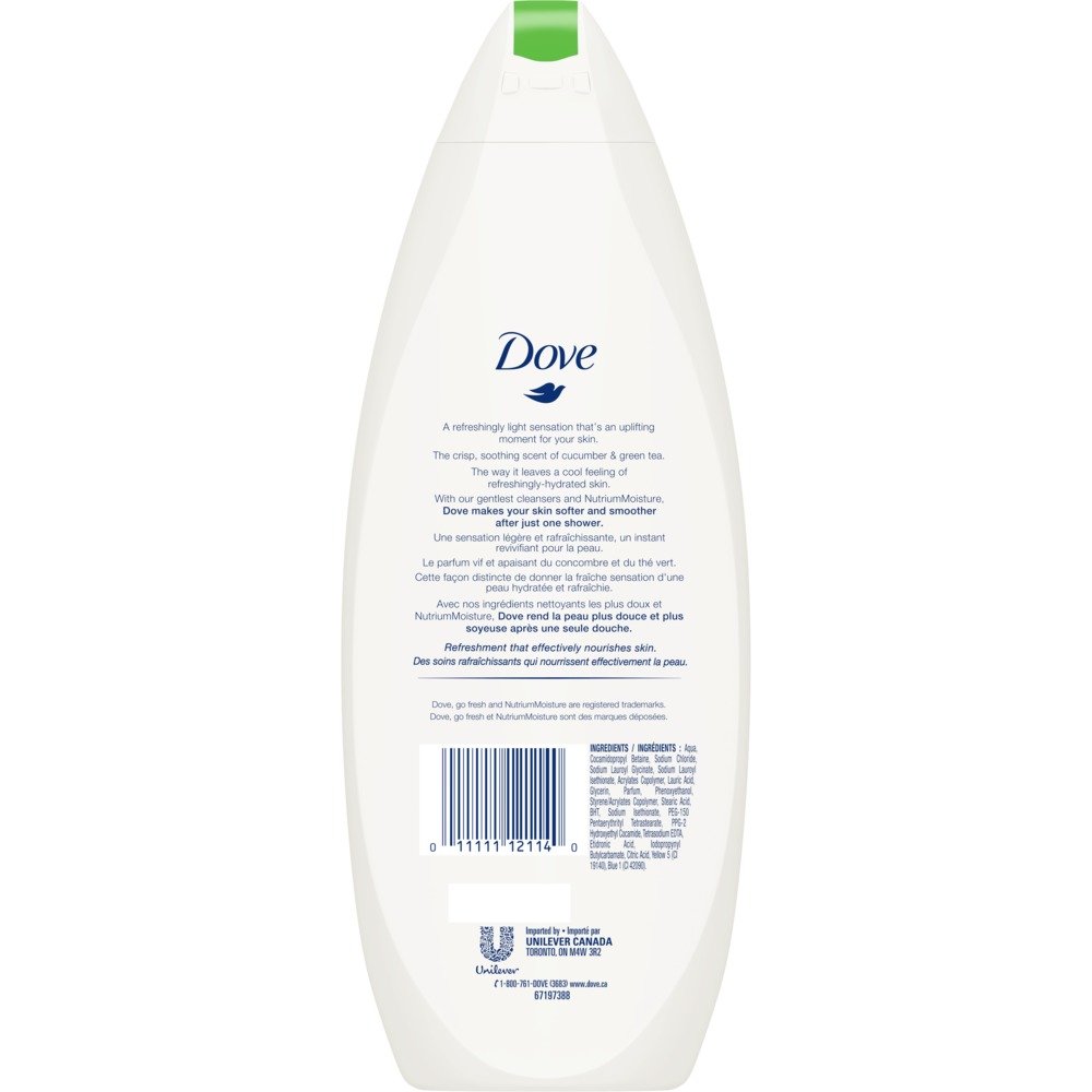 Dove Cool Moisture Cucumber & Green Tea Scent Body Wash 12 oz (Pack of 6)
