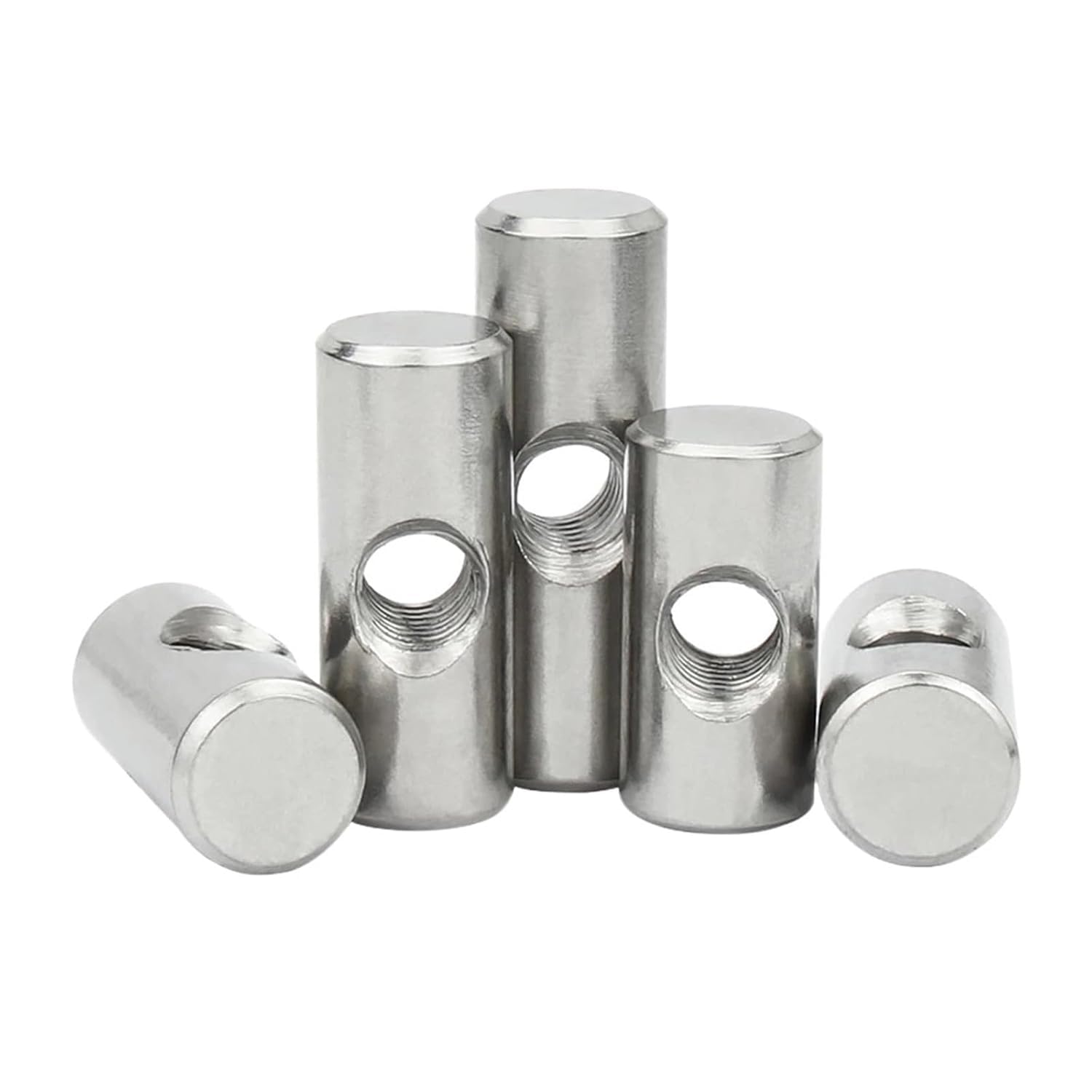 PULaif Furniture Barrel Nuts, Thumb Screws Barrel Bolts Slotted Cross Dowel Nuts Pack Of 5 Silver OD6-10 M4-M6 L10-30mm(OD10 M6x30(5PCS))
