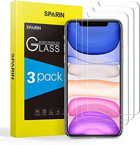 SPARIN Protector de Pantalla Compatible con iPhone 11 y iPhone XR, 3 Piezas Cristal Templado para iPhone 11 Cover