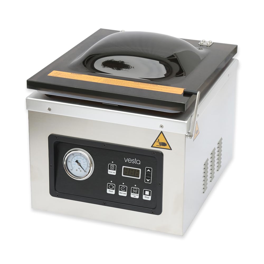 Vesta Precision Máquina de Envasar al Vacío Profesional C17 con Bomba de Aceite 6,2 m³/h, 30cm de Barra de Sellado | Envasadora de Cámara 30x35x13,5cm para Envasar y Sellar con Líquidos