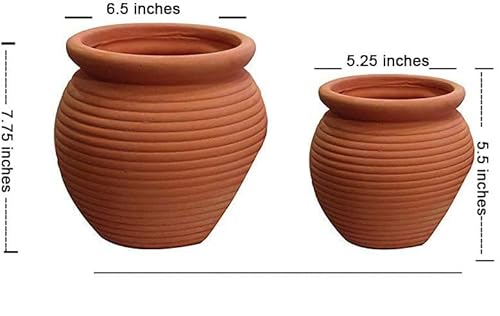 Goodman And Wife GW-TS-120L Set Of 2 Different Size Natural Terracotta Fallen Pots Or Hanging Pots thumb #5