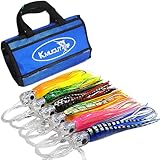 KMUCUTIE Set of 6 pcs 6.5 inch trolling Lure Marlin Tuna Dolphin Shark Big Game deep sea Fishing Lures Included Mesh Bag (6.5 INCH B)