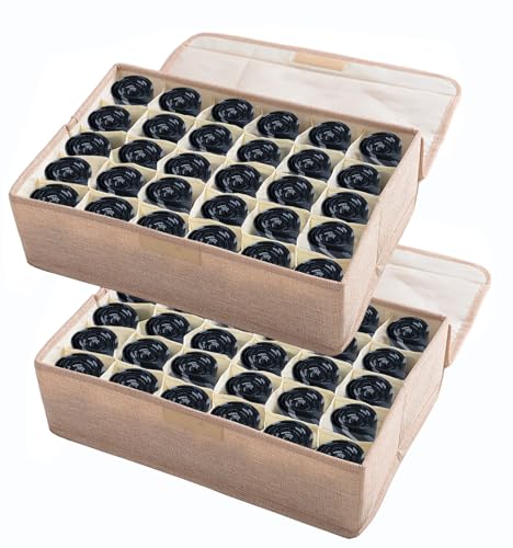 La mejor selección de Closet armable - los preferidos. 48 AARAINBOW 2 paquetes de organizador de almacenamiento para ropa interior, calcetines, corbatas con tapas, organizador plegable para armario y cajones, 60 celdas, separador de...