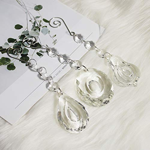 H&D 63mm Clear Crystal Chandelier Prisms Teardrop Glass Pendants Beads Loquat Violin Oval Shape Crystal Pendant,Pack of 3
