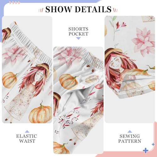 Boys' Pants Autumn Pumpkin Leaves Flower Halloween Long Bottoms Jogger Pants Elastic Waist Trousers with Pockets S-XL4