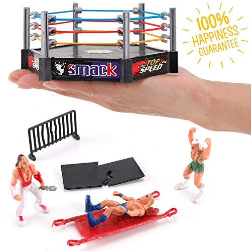 Liberty Imports Ultimate 32-Piece Wrestling Miniature Toys For Kids Pretend Play, Wrestler Figures With 2 Rings & Realistic Accessories For Boys And Girls, Great For Cake Toppers, Parties #TOP5