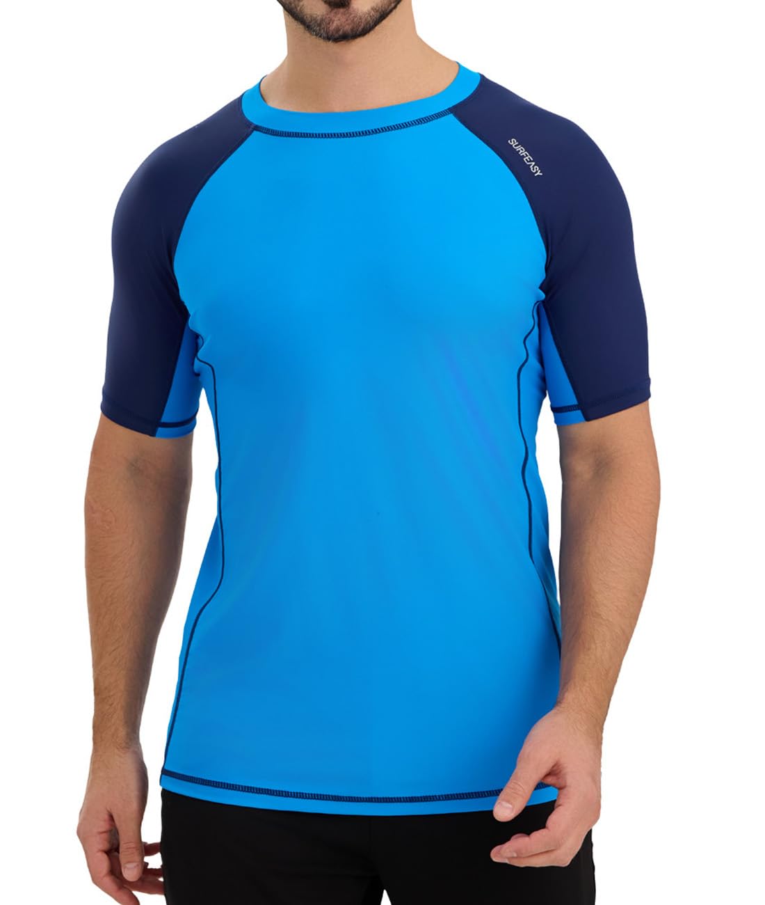 Men's Short Sleeve Rash Vest Swim Shirt, UPF 50+ Sun Protection Quick Dry Rashguard
