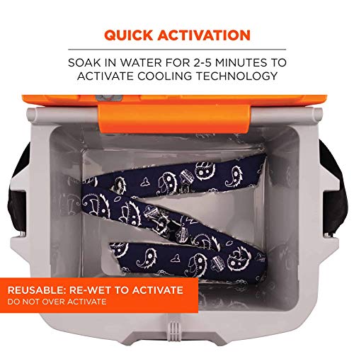 Image of Cooling Bandana, Navy Western, Evaporative Polymer Crystals for Cooling Relief, Tie for Adjustable Fit, Ergodyne Chill Its 6700, One Size