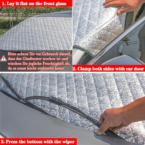 BOOSHMall Windschutzscheibenabdeckung Frontscheibenabdeckung Winter Scheibenabdeckung Auto Frostabdeckung Sonnenschutz Winschutzscheiben Abdeckung Faltbar Für Die Gegen Schnee, EIS,150X100CM