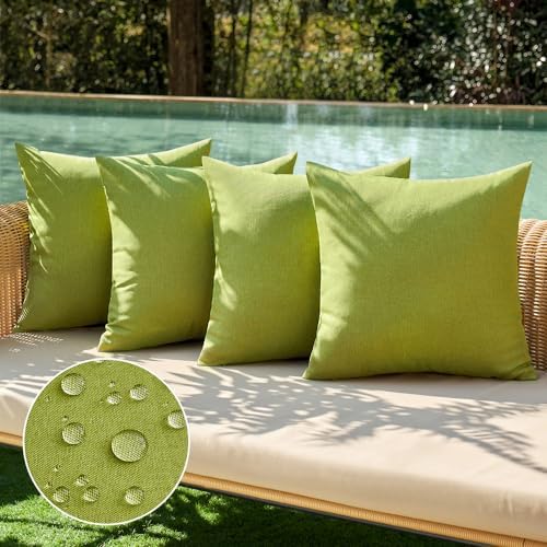 Oslimea Lot De 4 Housses De Coussin De Rechange Imperméables Et Lavables Pour Meubles De Patio Et D'extérieur, Pour Intérieur Et Extérieur, 63,5 X 68