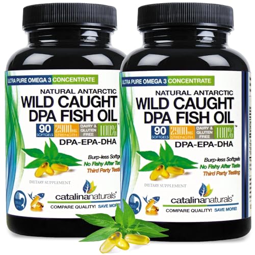 (Pack of 2) Wild Caught Omega-3 DPA Fish Oil - 2900 mg with DPA EPA & DHA - 180 SoftGels Triple Strength Burp-Free